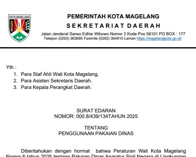 SURAT EDARAN TENTANG PENGGUNAAN PAKAIAN DINAS
