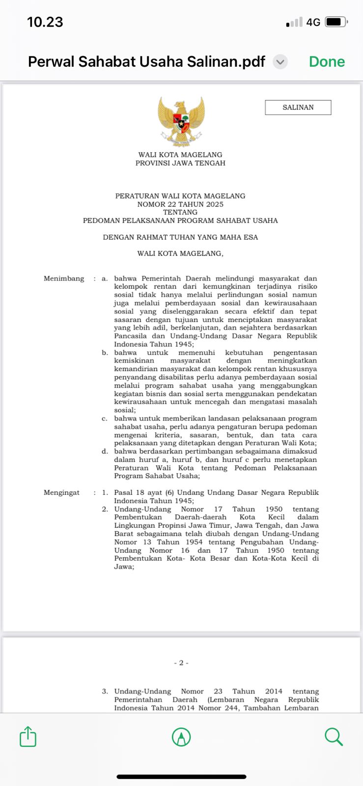 PERWAL PEDOMAN PELAKSANAAN PROGRAM SAHABAT USAHA